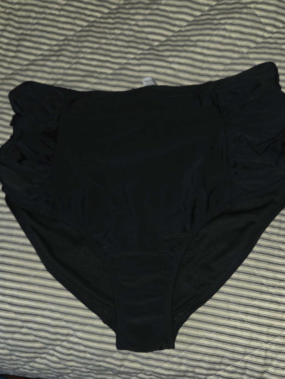 Ava & Viv 16/18W Black High-Waist Bikini Bottom with Ruching